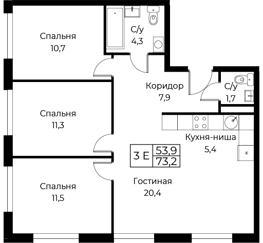 3 Комнатные апартаменты в   Aist Resident